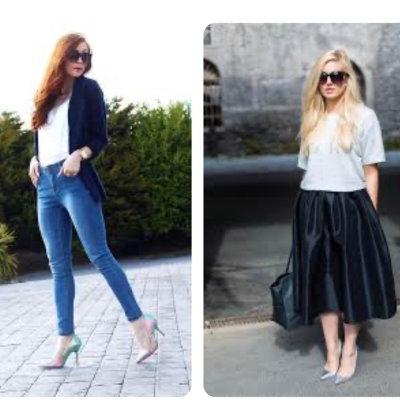 Kate Spade NWOB Larissa Blue Swirl Iridescent Crackle Genuine Leather 4”Heels 5M - Picture 15 of 15